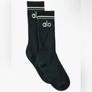 ALO Yoga Unisex Throwback Socks size M - Charcoal Green/Ivory